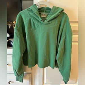FP Movement Kelly Green Half Time Crop Hoodie Large